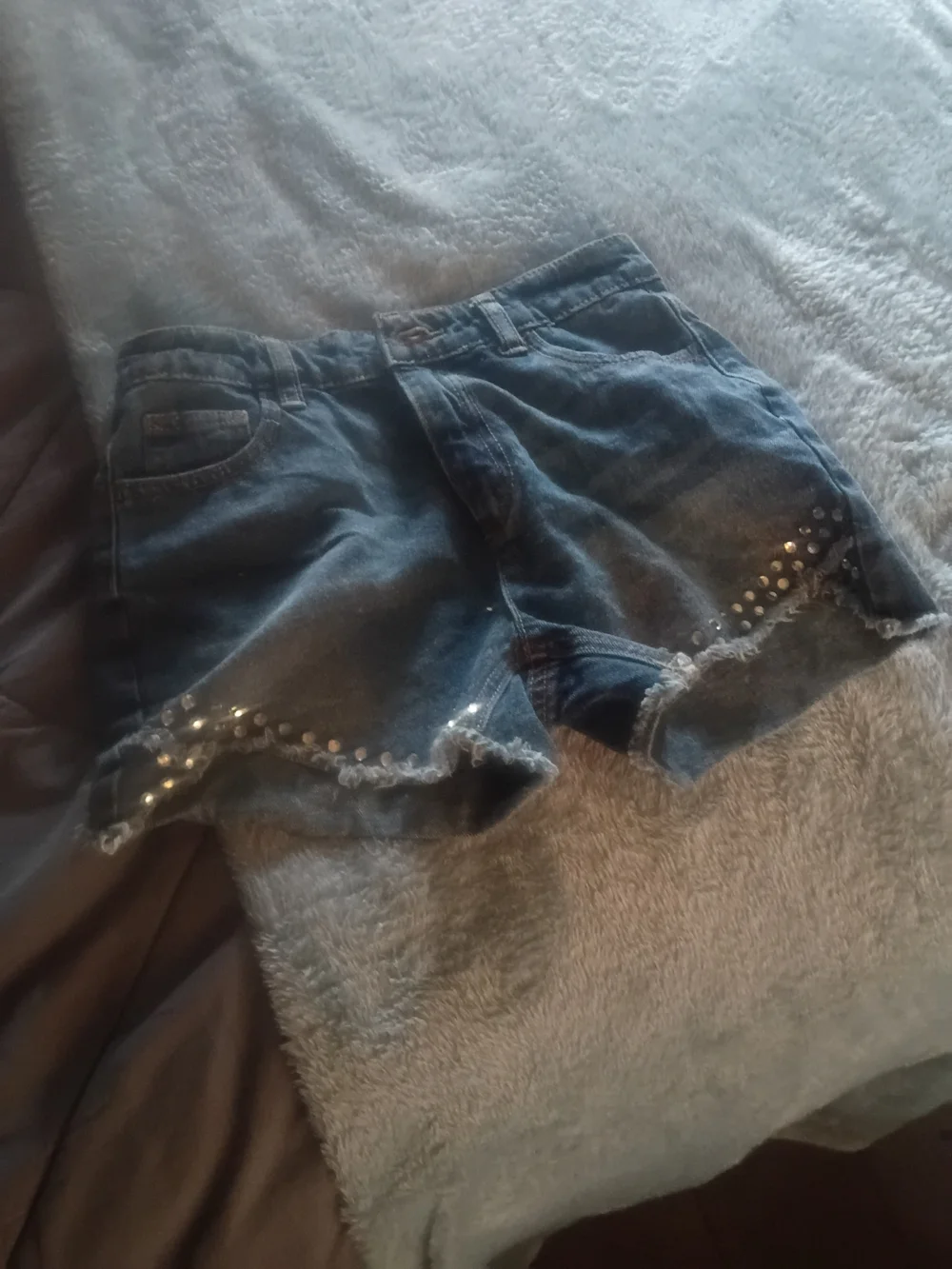 Justice Dark Blue Denim Shorts with Stud Accent